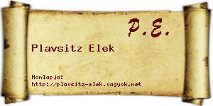 Plavsitz Elek névjegykártya